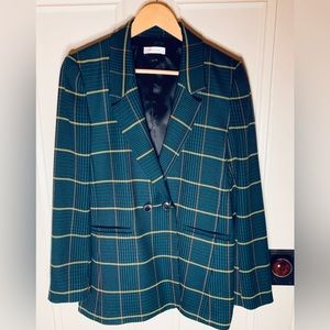 Anine Bing green blazer checkered in yellow and tan